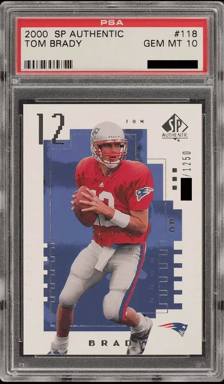 2000 SP Authentic #118 Tom Brady, graded PSA 10 Gem Mint
