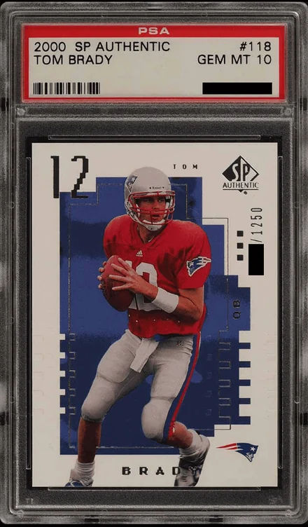 2000 SP Authentic #118 Tom Brady, graded PSA 10 Gem Mint