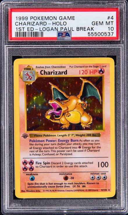 1999 Pokémon Game #4 Charizard Holo 1st Edition, graded PSA 10 Gem Mint