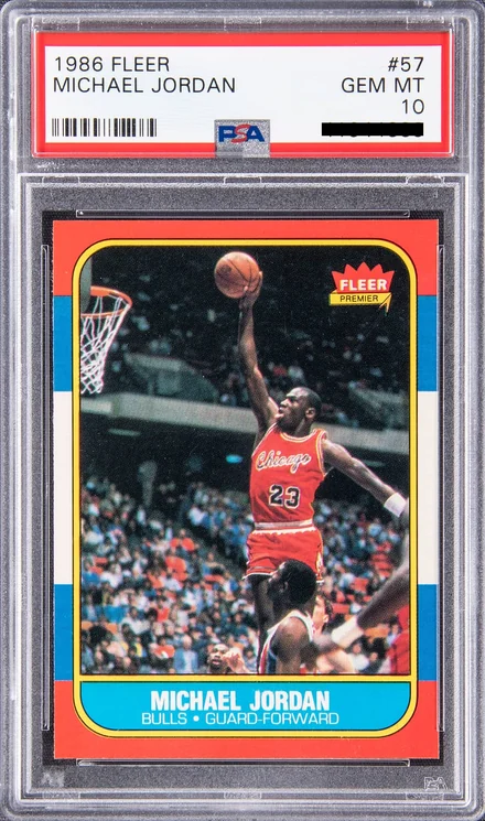 1986 Fleer #57 Michael Jordan, graded PSA 10 Gem Mint